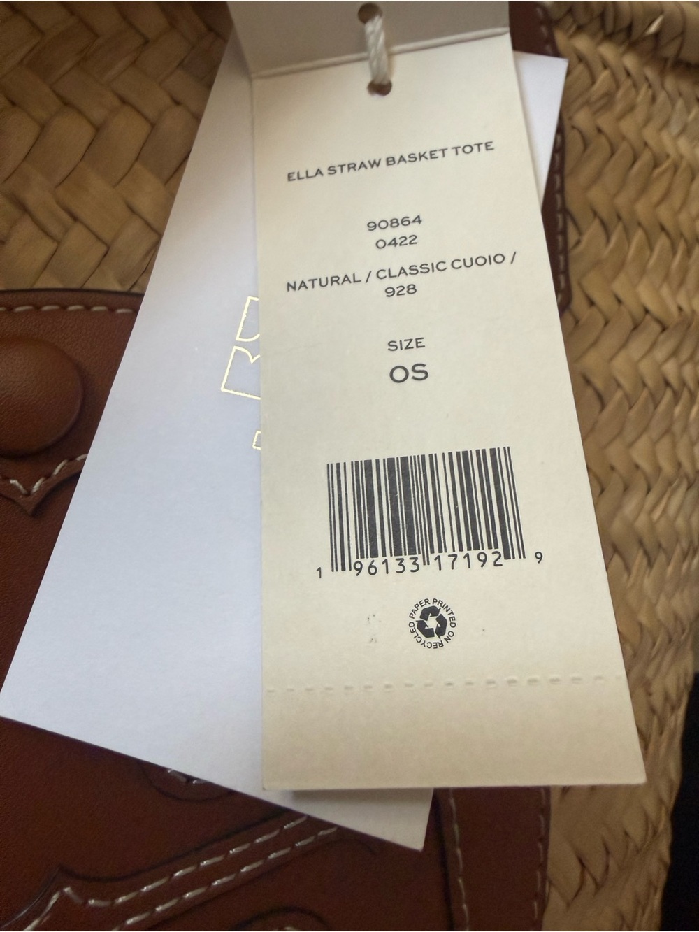 TORY BURCH Ella Straw Basket Tote in Color Natural / Classic Cuoio NWT - Picture 16 of 16